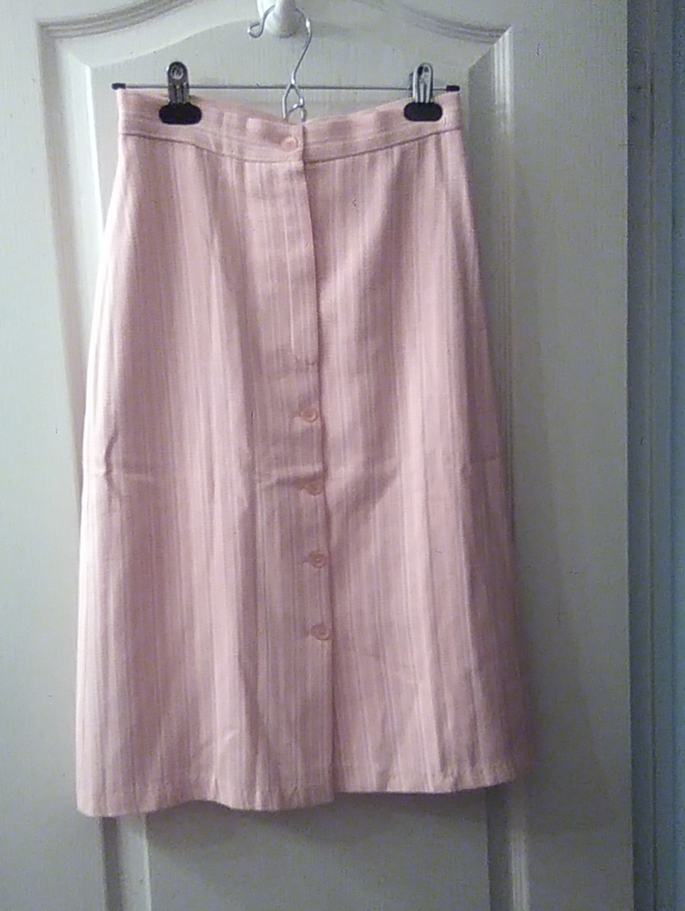 Classic Pink Button-Front A-Line Skirt